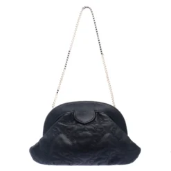 Versace Black Leather Frame Clutch For Women -Versace Official Website luxury women versace used handbags p119370 0004