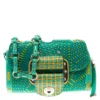 Versace Green/Yellow Printed Leather Crossbody Bag For Women