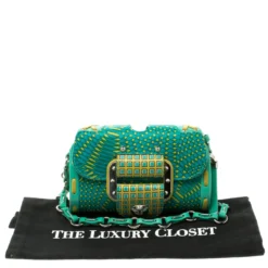 Versace Green/Yellow Printed Leather Crossbody Bag For Women -Versace Official Website luxury women versace used handbags p119373 009