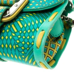 Versace Green/Yellow Printed Leather Crossbody Bag For Women -Versace Official Website luxury women versace used handbags p119373 011