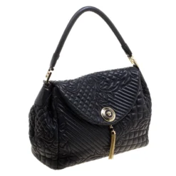 Versace Black Leather Medusa Top Handle Bag For Women -Versace Official Website luxury women versace used handbags p121032 003