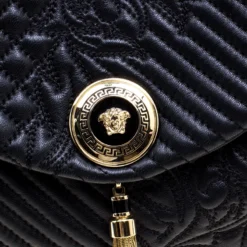Versace Black Leather Medusa Top Handle Bag For Women -Versace Official Website luxury women versace used handbags p121032 005