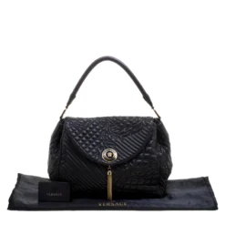 Versace Black Leather Medusa Top Handle Bag For Women -Versace Official Website luxury women versace used handbags p121032 009