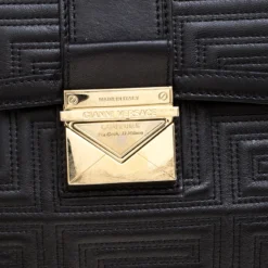 Versace Black Embossed Leather Braided Satchel For Women -Versace Official Website luxury women versace used handbags p121426 005