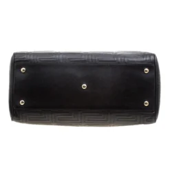 Versace Black Embossed Leather Braided Satchel For Women -Versace Official Website luxury women versace used handbags p121426 006