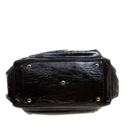 Versace Holographic Black Textured Patent Leather Satchel For Women -Versace Official Website luxury women versace used handbags p125574 0006