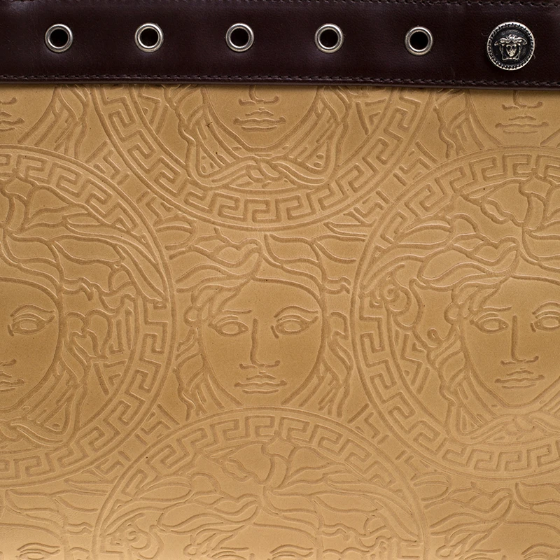 Versace Beige And Brown Medusa Embossed Leather Tote For Women 5 Versace Beige And Brown Medusa Embossed Leather Tote For Women - Image 5