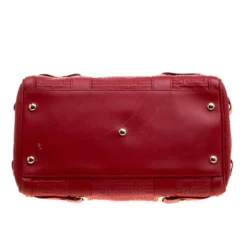 Versace Red Quilted Leather Studded Satchel For Women -Versace Official Website luxury women versace used handbags p130224 0006