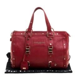 Versace Red Quilted Leather Studded Satchel For Women -Versace Official Website luxury women versace used handbags p130224 0009