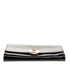 Versace Black Patent Leather Medusa Logo Chain Clutch For Women -Versace Official Website luxury women versace used handbags p131019 006