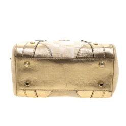 Versace Gold Canvas And Leather Medusa Satchel For Women -Versace Official Website luxury women versace used handbags p133220 006