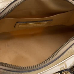 Versace Gold Canvas And Leather Medusa Satchel For Women -Versace Official Website luxury women versace used handbags p133220 007