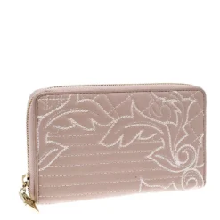 Versace Blush Pink Quilted Leather Vanitas Zip Around Wallet For Women -Versace Official Website luxury women versace used handbags p134909 0003