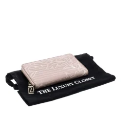 Versace Blush Pink Quilted Leather Vanitas Zip Around Wallet For Women -Versace Official Website luxury women versace used handbags p134909 0008