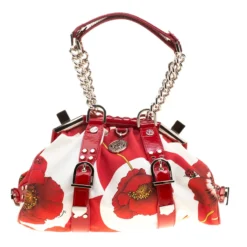 Versace Multicolor Printed Canvas And Patent Leather Madonna Framed Satchel For Women