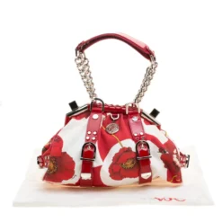 Versace Multicolor Printed Canvas And Patent Leather Madonna Framed Satchel For Women -Versace Official Website luxury women versace used handbags p137682 0009