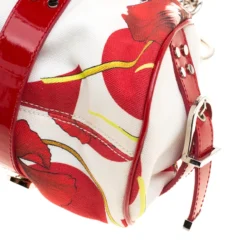 Versace Multicolor Printed Canvas And Patent Leather Madonna Framed Satchel For Women -Versace Official Website luxury women versace used handbags p137682 0011