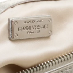 Versace Silver Quilted Patent Leather Snap Out Of It Satchel For Women -Versace Official Website luxury women versace used handbags p139982 0008
