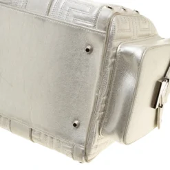 Versace Silver Quilted Patent Leather Snap Out Of It Satchel For Women -Versace Official Website luxury women versace used handbags p139982 0011