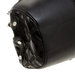 Versace Black Patent Leather Chain Link Satchel For Women -Versace Official Website luxury women versace used handbags p140329 0010