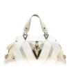 Versace White/Light Gold Canvas And Leather Satchel For Women