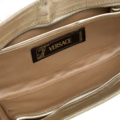 Versace Light Gold Leather Clutch For Women -Versace Official Website luxury women versace used handbags p141484 0007