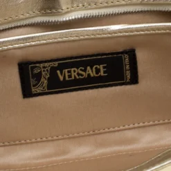 Versace Light Gold Leather Clutch For Women -Versace Official Website luxury women versace used handbags p141484 0008
