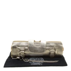 Versace Light Gold Leather Clutch For Women -Versace Official Website luxury women versace used handbags p141484 0009