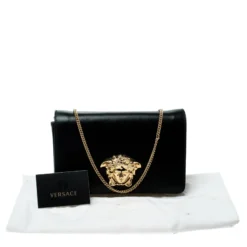 Versace Black Leather Evening Palazzo Chain Clutch For Women -Versace Official Website luxury women versace used handbags p141926 009
