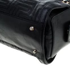 Versace Black Quilted Leather Tote For Women -Versace Official Website luxury women versace used handbags p144404 011