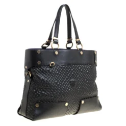 Versace Black Textured Leather Medusa Tote For Women -Versace Official Website luxury women versace used handbags p148197 0003