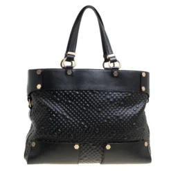 Versace Black Textured Leather Medusa Tote For Women -Versace Official Website luxury women versace used handbags p148197 0004