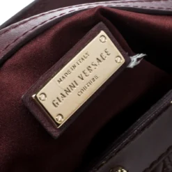 Versace Dark Beige Quilted Patent Leather Snap Out Of It Satchel For Women -Versace Official Website luxury women versace used handbags p150971 0008