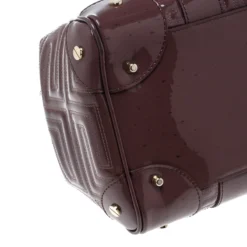 Versace Dark Beige Quilted Patent Leather Snap Out Of It Satchel For Women -Versace Official Website luxury women versace used handbags p150971 0010