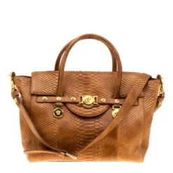 Versace Brown Python Medusa Satchel For Women
