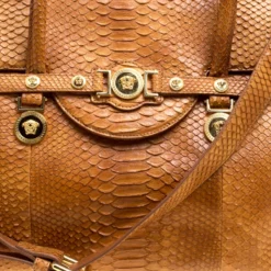 Versace Brown Python Medusa Satchel For Women -Versace Official Website luxury women versace used handbags p151171 0005