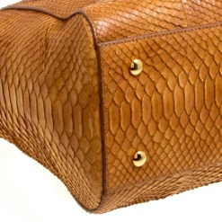 Versace Brown Python Medusa Satchel For Women -Versace Official Website luxury women versace used handbags p151171 0010