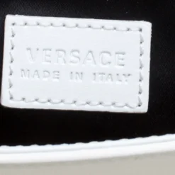 Versace White Leather Chain Clutch Bag For Women -Versace Official Website luxury women versace used handbags p152606 0008