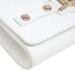 Versace White Leather Chain Clutch Bag For Women -Versace Official Website luxury women versace used handbags p152606 0010