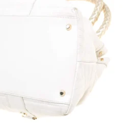 Versace White Quilted Leather Snap Out Of It Tote For Women -Versace Official Website luxury women versace used handbags p155280 0011