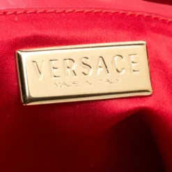 Versace Red Signature Fabric And Leather Tote For Women -Versace Official Website luxury women versace used handbags p157372 0008
