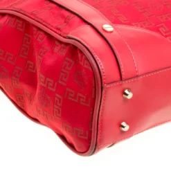 Versace Red Signature Fabric And Leather Tote For Women -Versace Official Website luxury women versace used handbags p157372 0010