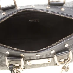 Versace Black Leather Snap Out Of It Satchel For Women -Versace Official Website luxury women versace used handbags p158077 0007