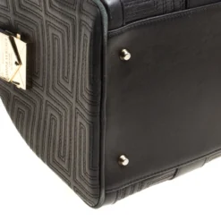 Versace Black Leather Snap Out Of It Satchel For Women -Versace Official Website luxury women versace used handbags p158077 0010