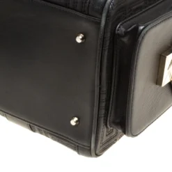 Versace Black Leather Snap Out Of It Satchel For Women -Versace Official Website luxury women versace used handbags p158077 0011