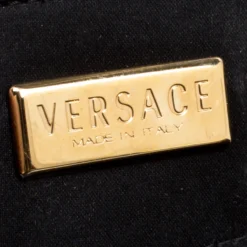 Versace Black Signature Fabric And Leather Madonna Boston Bag For Women -Versace Official Website luxury women versace used handbags p162628 001