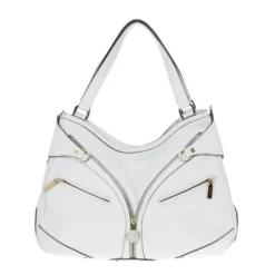 Versace White Leather Zip Tote Large For Women
