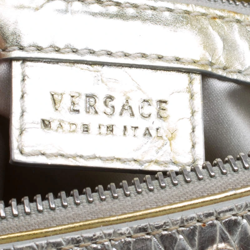 Versace Gold/Silver Ceramic Effect Leather Snap Out Of It Satchel For Women 8 Versace Gold/Silver Ceramic Effect Leather Snap Out Of It Satchel For Women - Image 8