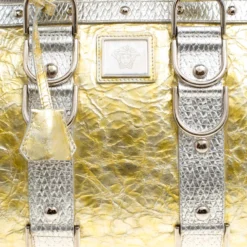 Versace Gold/Silver Ceramic Effect Leather Snap Out Of It Satchel For Women 15 Versace Gold/Silver Ceramic Effect Leather Snap Out Of It Satchel For Women -Versace Official Website luxury women versace used handbags p166132 008