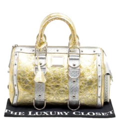Versace Gold/Silver Ceramic Effect Leather Snap Out Of It Satchel For Women 19 Versace Gold/Silver Ceramic Effect Leather Snap Out Of It Satchel For Women -Versace Official Website luxury women versace used handbags p166132 010
